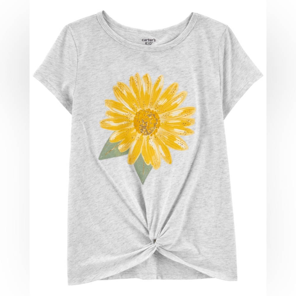 Carter's Light Gray Tee with Yellow Sunflower Size 6/6x